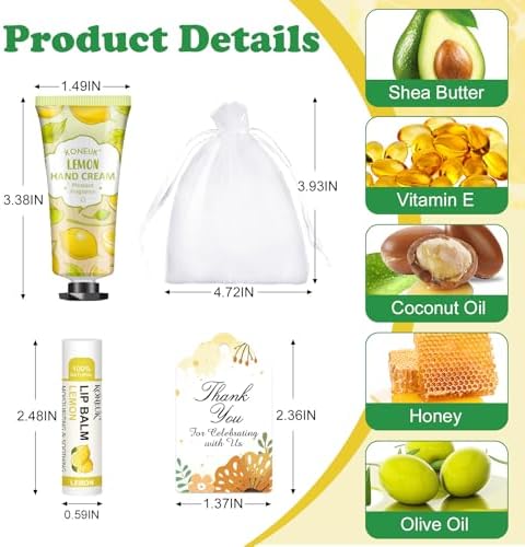 KONEUK 36 Pack Hand Cream Bulk and Lip Balm Bulk Sets, Party Favors