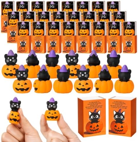 24 Sets Halloween Party Favors Cat in Pumpkin Toys Novetly Bag Stuffers