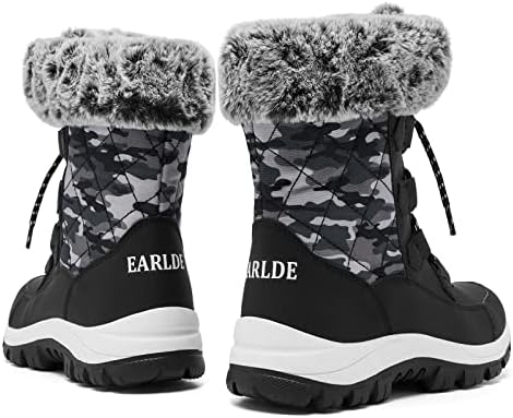 EARLDE Women's Snow Boots Waterproof Mid-Calf Winter Boots