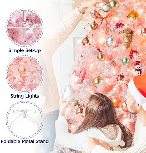Yaheetech 4.5ft Pre-Lit Pink Artificial Christmas Tree with 100 Lights