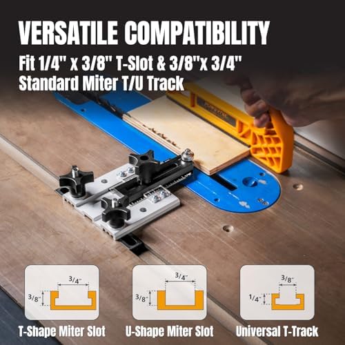 POWERTEC Thin Rip Jig for Table Saw - Sliding Guide for Accurate Ripping & Safe Operation, Fits Standard Miter Slots & T-Tracks, Woodworking Thin Rip Guide for Power Tool Accessories (71972)