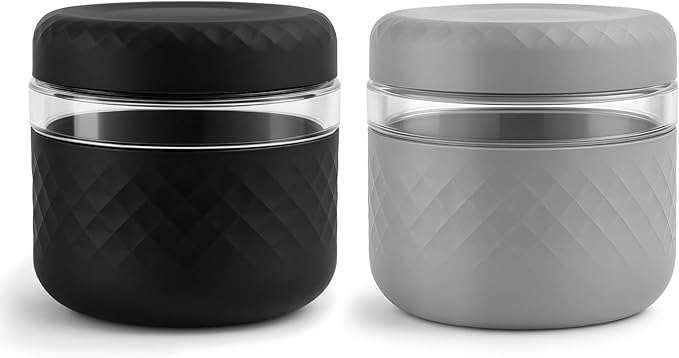 24 oz/3 Cup Glass Lunch Bowl Containers with Lids, 2 Pack, BPA-Free | Leak & Spill Proof, Microwave & Dishwasher Safe, Airtight Meal Prep & Food Storage Jar for Lunch, Soup, Oats, Stew, Yogurt