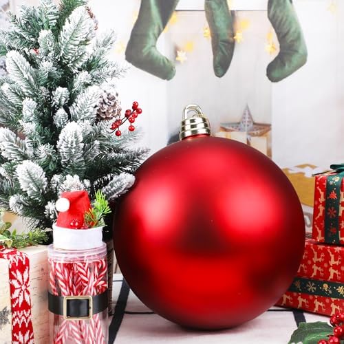 Threan 10 Inch Red Matte Large Christmas Ball Ornament