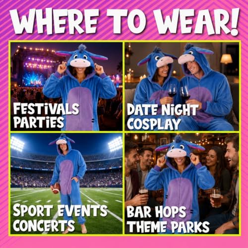 Funziez! Slim Fit Adult Onesie - Animal Costume - Plush Unisex Halloween One Piece Cosplay Suit for Women and Men