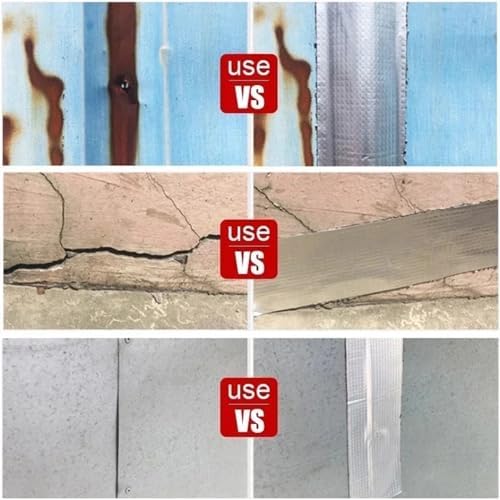 Waterproof Tape Butyl Tape Aluminum Foil Tape Butyl Tape Aluminum Foil Butyl Rubber Tape High Temperature Super Resistant god kvalitet Self Adhesive Wall Crack Roof Pipe Repair(15cm X 5 Meter)