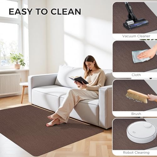 Sycoodeal Chair Mat, 40" x 55" Office Chair Mat for Hardwood and Tile Floor, Heavy Duty Floor Protector for Rolling Chairs, Non-Slip,Computer Mat for Home Office(Brown)