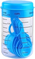 7 Piece Kitchen Measuring Tool, Plastic Measuring Cup Measuring Spoon with Scale Scale Set Plastic Measuring Cup Set Kitchen Tool, Nesting Measuring Cups Measuring Cups, for Cooking (Blue)