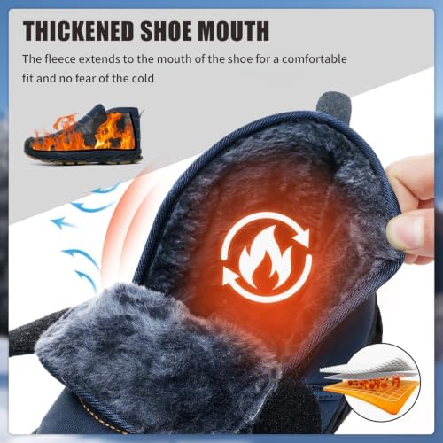 Mens Snow Boots Winter Velcro Water Resistant Fur Lined Slip On Ankle Boot