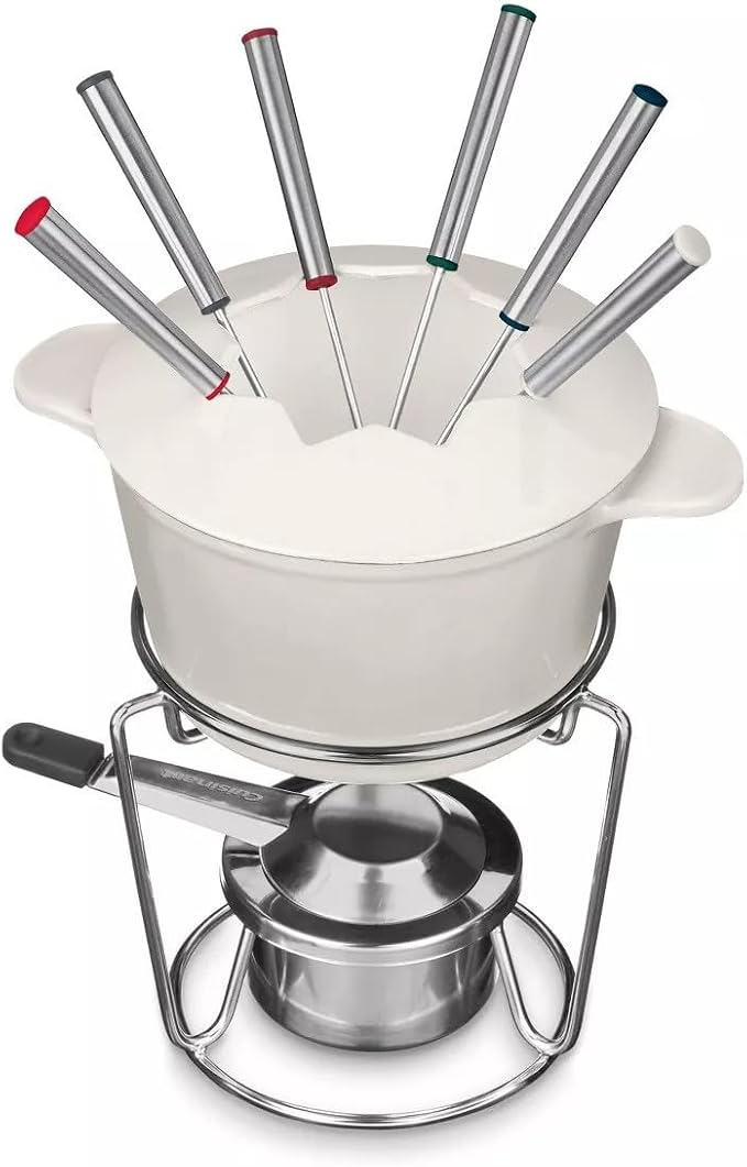 Cuisinart 13-Piece Cast Iron Fondue Set, Cream, 10"