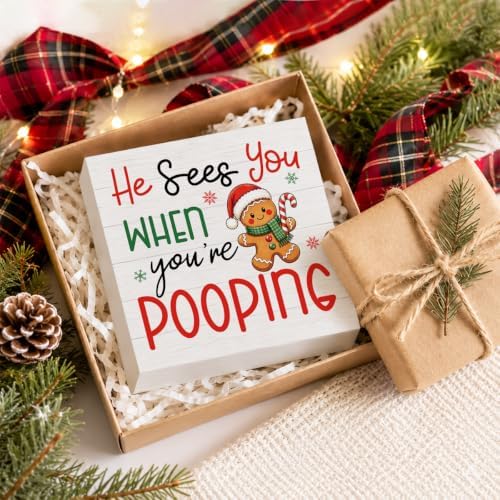 Christmas Bathroom Decor Funny Gingerbread Christmas Decor Wooden Box Sign