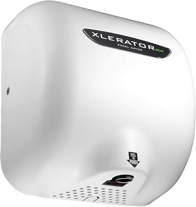 XLERATOReco XL-BW-ECO Hand Dryer, Excel Dryer, No Heat, White Thermoset Resin (BMC) Cover, Automatic Sensor, Surface Mounted, LEED Credits, GreenSpec Listed, Commercial Hand Dryer, 500 Watts