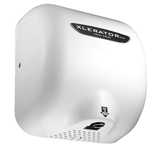 Excel Dryer XL-BWV-ECO-1.1N Hand Dryer XLERATOR XL-BW-ECO Automatic, Surface-Mounted, White Thermoset (BMC) Cover, 208-277V with Noise Reduction Nozzle