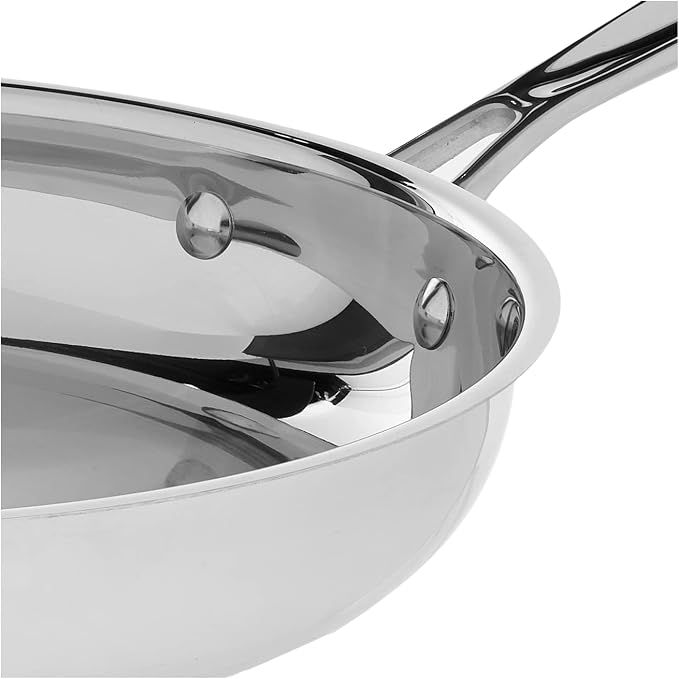 Cuisinart 10-Inch Open Skillet, Stainless Steel Skillet Large Kitchen Pan, Dishwasher Safe, Compatible with Induction, Electric, Gas Cooktops, Oven Safe Saucepan, Cool Grip Handles