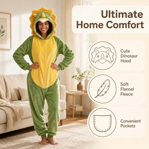 Snug Fit Unisex Adult Onesie Pajamas, Flannel Cosplay Animal One Piece Halloween Costume Sleepwear Homewear
