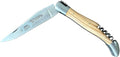 Laguiole en Aubrac Handcrafted Luxury Folding Pocket Steak Knife with Corkscrew, 4.75-in (12 cm), Olive Wood Handle, Brushed Bolsters