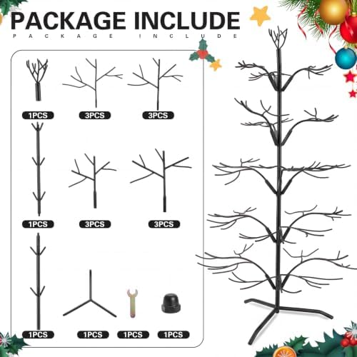 Liliful Christmas Metal Ornament Display Tree, 36 Inch, Black