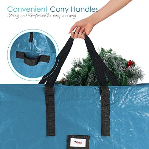 Hearth & Harbor Christmas Tree Storage Bag - Artificial Christmas Tree Bag with Reinforced Handles, Dual Zipper, Wide Opening - Storage Container for Trees and Decorations, 2 Piece set - 7.5 + 9 FT