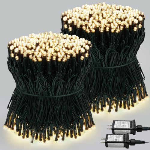 2 Pack 1000 LED Christmas Lights 13 Modes Extra-Long Christmas Tree Lights
