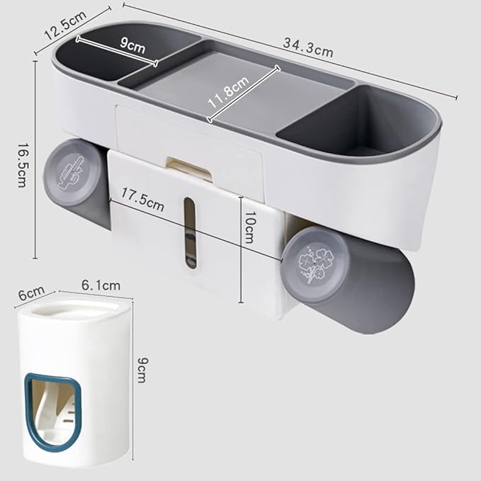 Toothbrush Rack Punch-Free Multifunctional Toothbrush Holder, Wall-Mounted Toothbrush Holder, Storage Rack Bathroom Accessories Rack Bathroom Toothbrush Holder(D,Medium)