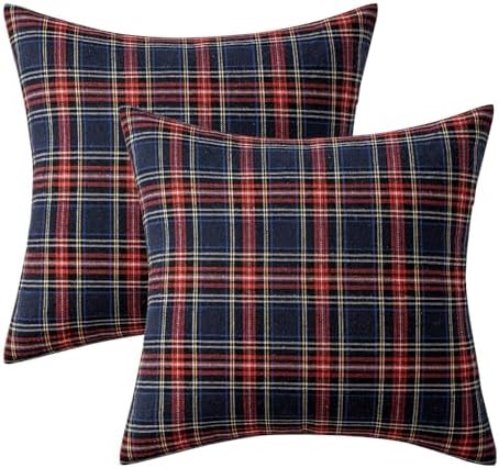 MIULEE Christmas Plaid Pillow Covers Scottish Tartan 26x26 Blue