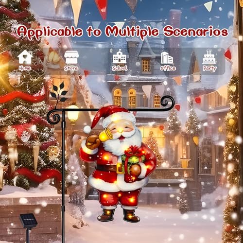 28x40 Solar Christmas Santa Garden Flag, Outdoor Decor