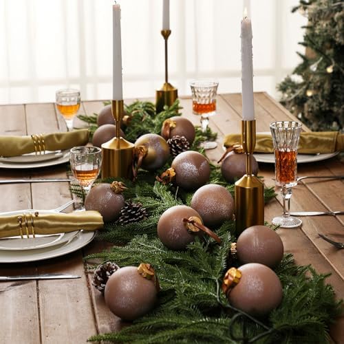 Yunlly 12 Pcs Neutral Christmas Ornament, Bronze, 3.15''