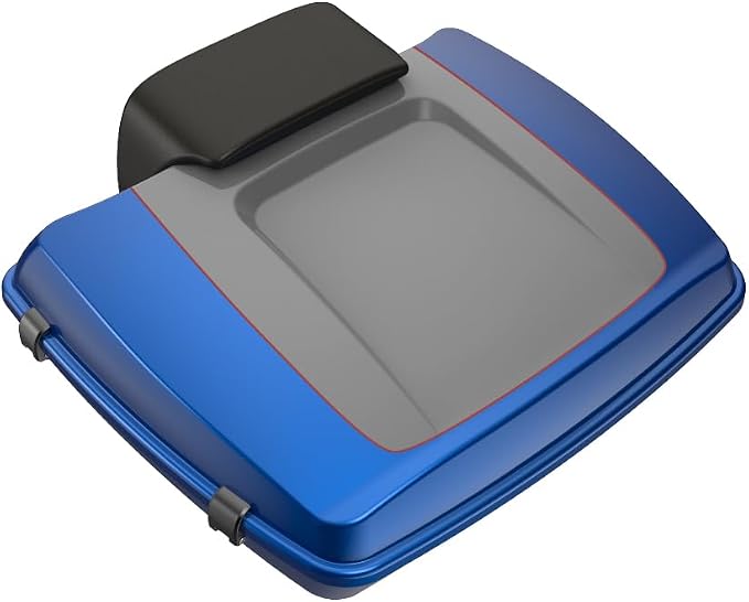 Advanblack Road Glide Tour Trunk Pack Bright Billiard Blue/Billiard Gray Razor Tour Trunk Pack Backrest Pad for '97-'25 Harley Touring Road King Street Glide Electra Glide CVO Models