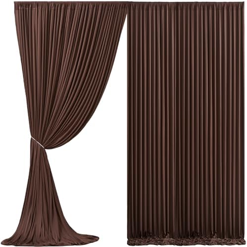 Brown Backdrop Curtain for Parties Wedding Wrinkle Free Brown Photo Curtains Backdrop Drapes Fabric Decoration for Birthday Party Baby Shower 5ft x 7ft,2 Panels