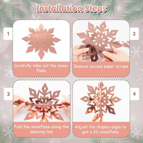 Snowflake Decorations, Paper Christmas Hanging Decor Indoor, 36-Pc