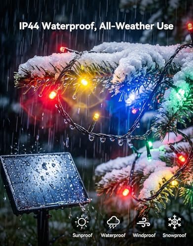 LitHome 34 Colors Solar String Lights Outdoor with Remote, 50 FT 150 LED