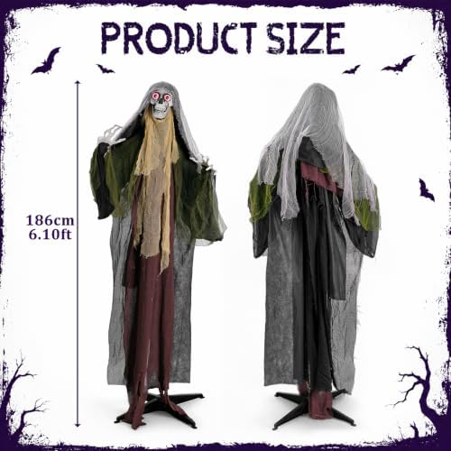 6.1Ft Halloween Decorations Outdoor Animatronic, Life Size Skeletons Ghost