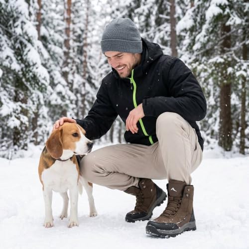 FUDYNMALC Men's Snow Boots Water-Resistant: Non-Slip Hiking Winter Shoes