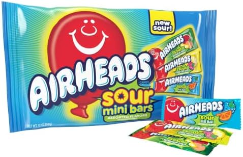 Airheads Sour Mini Candy Bars, Taffy Variety Pack, 12 Oz Bag