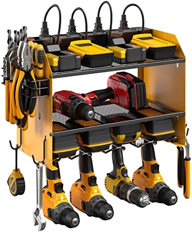 CCCEI Wall Mount Modular Tool Charging Organizer, Yellow, 1 Pack, 3 Tier.