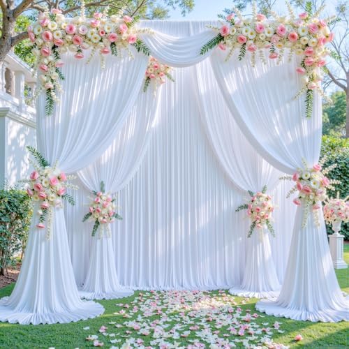 White Backdrop Curtain for Parties Wedding Wrinkle Free White Photo Curtains Backdrop Drapes Fabric Decoration for Baby Shower 5ft x 7ft,2 Panels