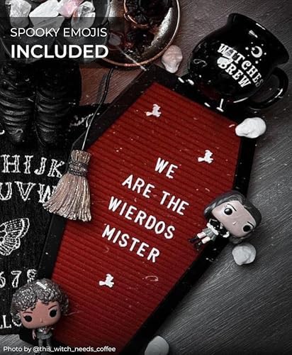 Nomnu Coffin Letter Board, Red Gothic Decor w/Bat Stickers, Spooky Emojis
