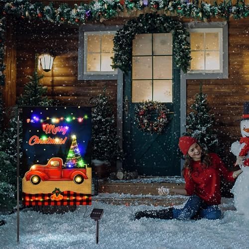 Lighted Christmas Truck Garden Flag Outdoor Decor, 12x18 In