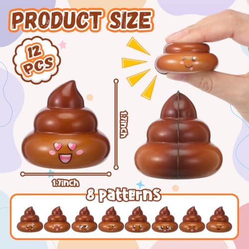 Leyndo 12 Pcs Mini Fake Poop Toys Halloween Party Favors, Brown