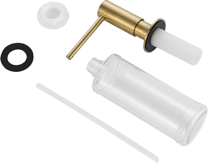 AguaStella ASF026BG Built in Soap Dispenser Brushed Gold Brightly for Kitchen Sink with Soap Bottle Countertop Pump