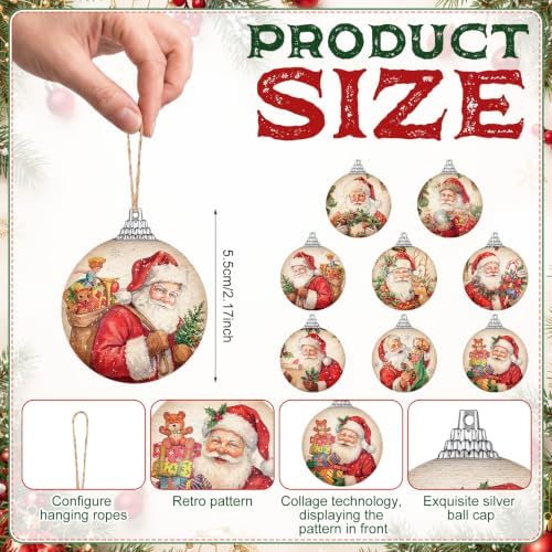 Outus 16 Pcs Christmas Tree Ball Ornaments Vintage Christmas Decorations for Tree Colorful Xmas Decorative Santa Claus Hanging Ball for Farmhouse Home Fireplace Decor Holiday Party Favors