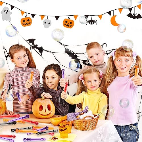 80PCS Halloween Party Favor, Bubble Wands for Kids, Trick or Treat Toys