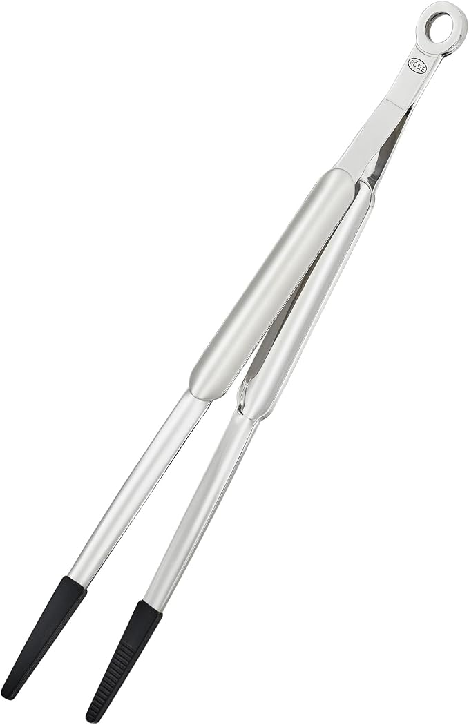 Rosle 12986 Stainless Steel Fine Tipped with Silicone Needle-Nose Pliers Cooking Tongs