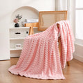 Puncuntex Pink Throw Blanket 50"×60" Gifts for Mom Fuzzy 3D Jacquard