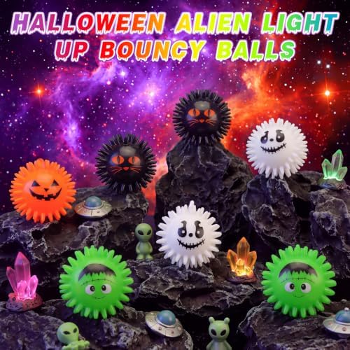 Sotiff 30 Pcs 2.5 Inch LED Halloween Spiky Stress Balls