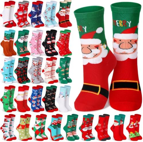Hoolerry 30 Pairs Christmas Fuzzy Socks Bulk for Adult Gift