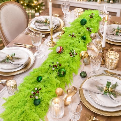 9Ft Christmas Cedar Garland, Lime Green Real Touch Christmas Decorations