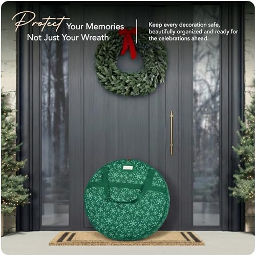Covermates Standard Wreath Storage Bag with Pouch, 30" Diameter, Green Snow