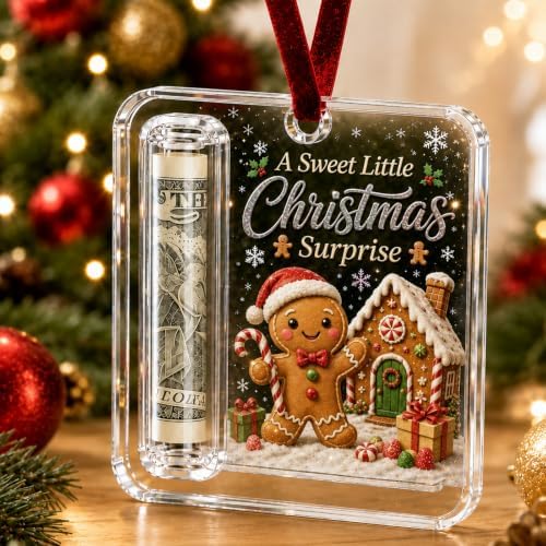 Crystal Christmas Cash Gift Holder Ornament Clear Acrylic Money Decor，A4
