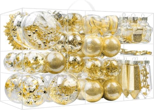 SHareconn 100PCS Christmas Tree Ornaments Clear Set, Gold