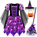 Meland Light Up Witch Costume for Girls 3-10, Toddler Kid Halloween Costume